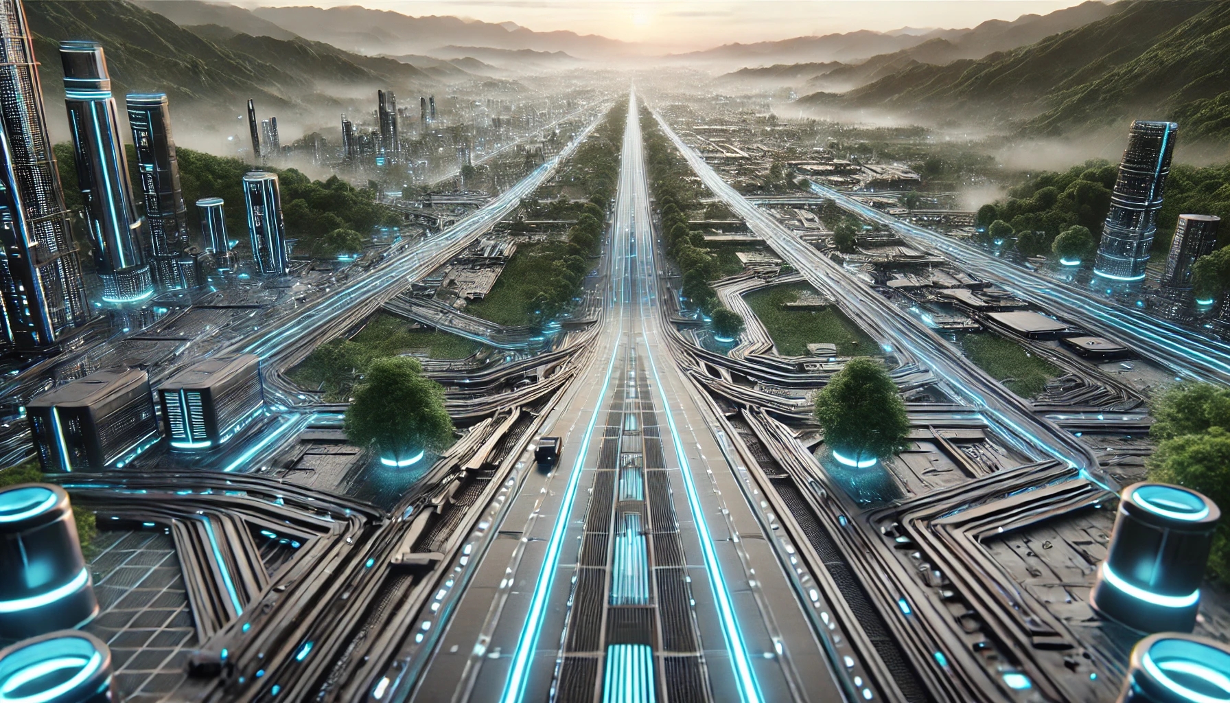 DALL·E 2024-11-27 12.37.41 - A high-resolution 4K image of a futuristic highway resembling a very wide road with an anthracite color palette, zoomed in closely for a more detailed.jpg